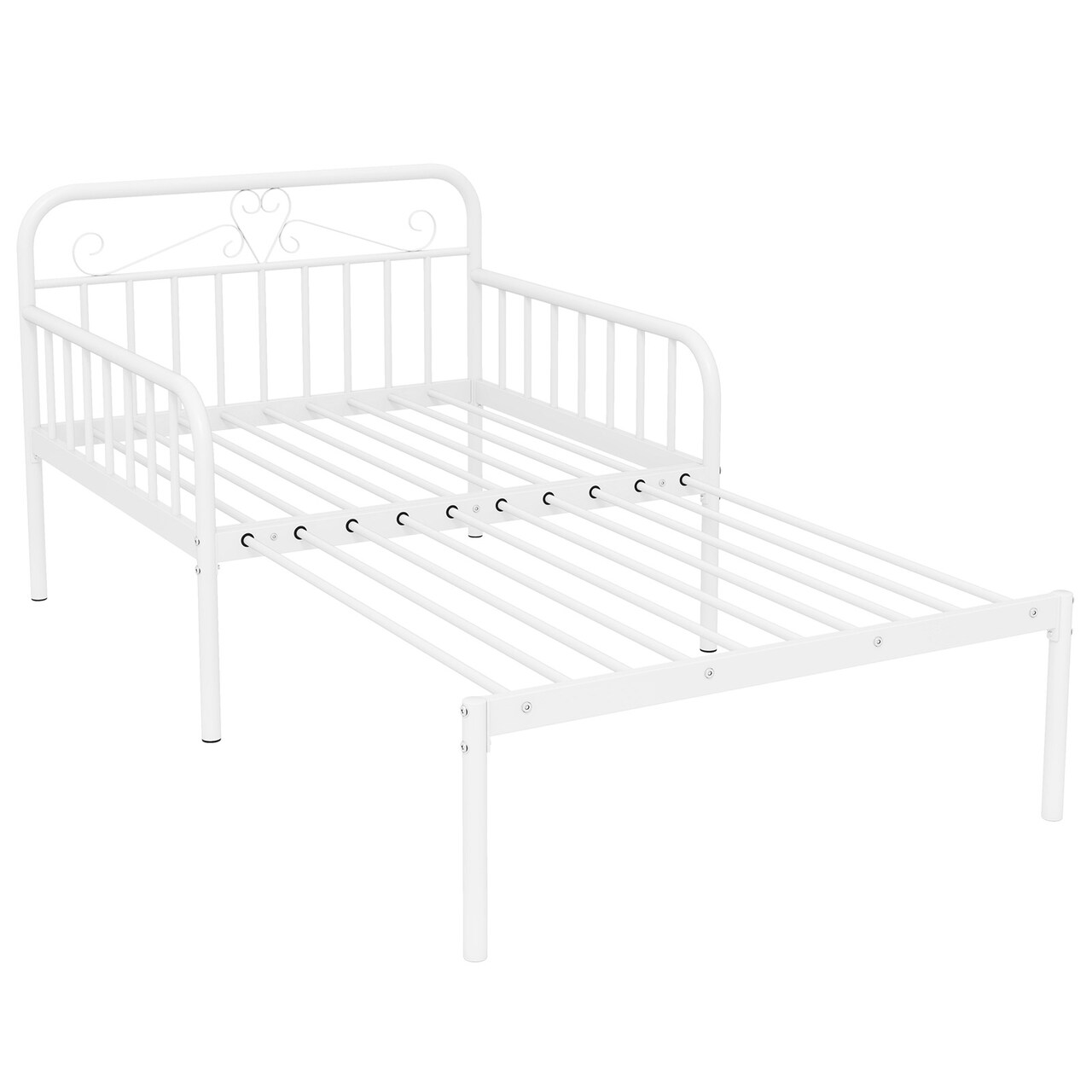 Twin Size Extendable Metal Daybed with Guardrails and Armrests